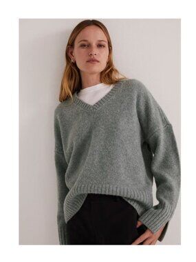 Favorite Daughter The William Sweater / Medium / Smoke Grey V-Neck Wool Cashmere